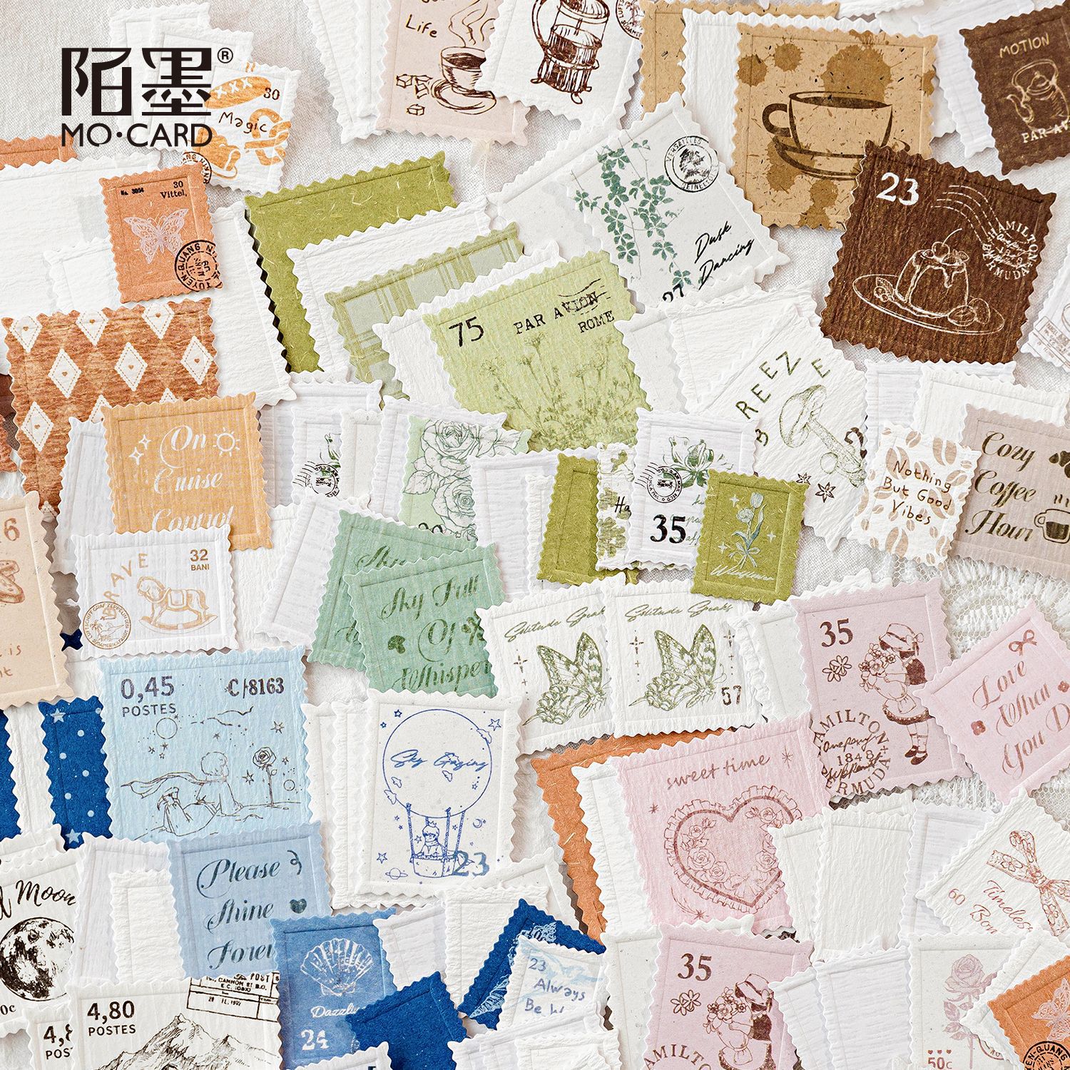 Mo Mo special paper relief relief relief stamp sticker wrapping paper room stamp series 6 20 retro backing stickers