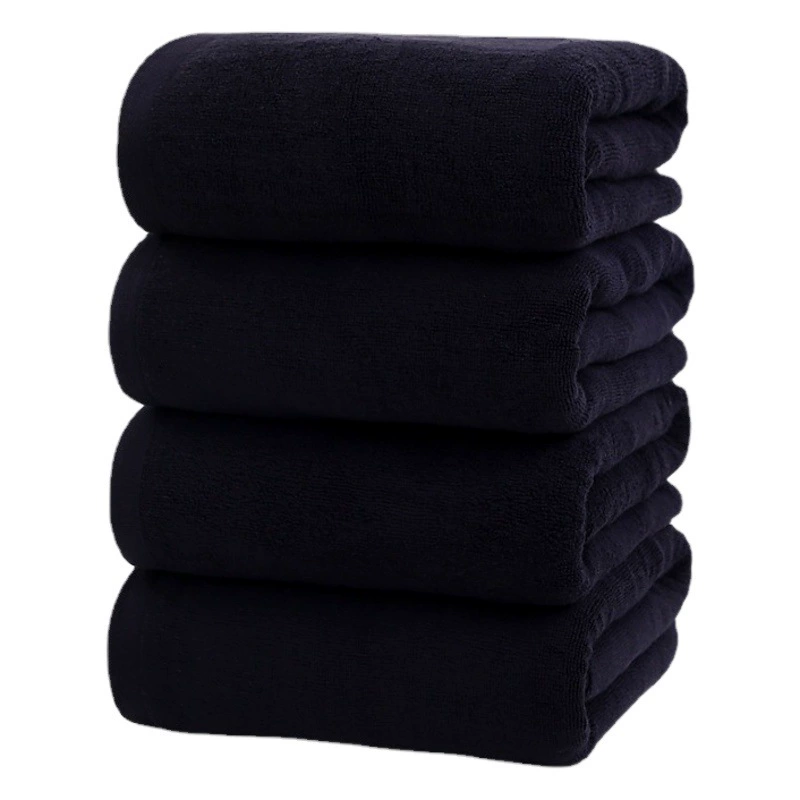 Оптовая продажа хлопчатобумажное черное банное полотенце для увеличения утолщения красоты впитывает все хлопковое черное полотенце для внешней торговли черный пляжное полотенце с логотипом