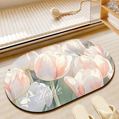 Light luxury home bathroom absorbent carpet tulip ins style bathroom door diatom mud foot mat anti-slip door mat