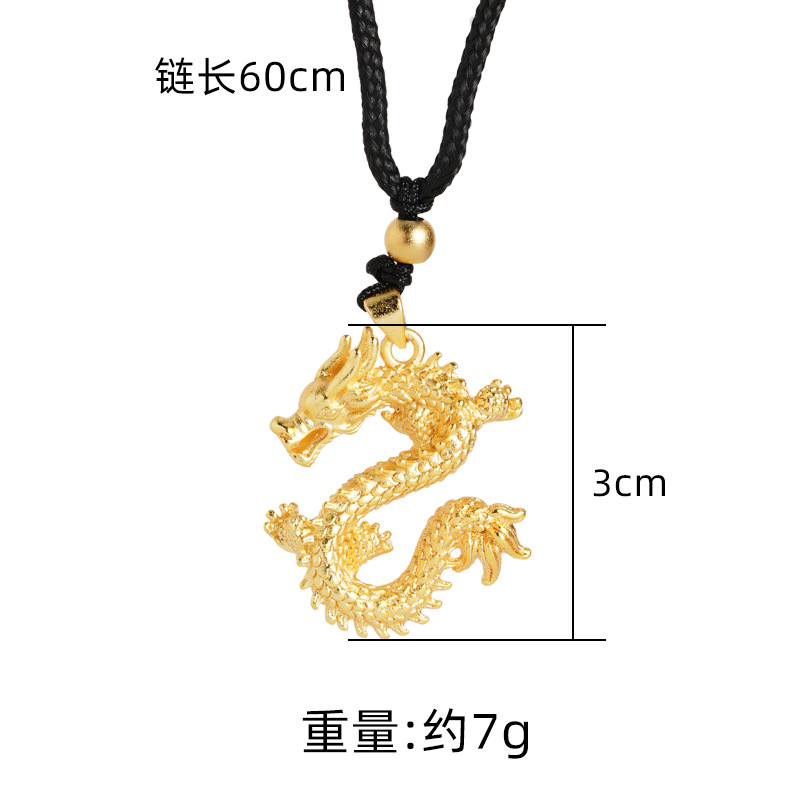Collar Tradicional Chino con Dragón del Zodiaco, Estilo Chino Vietnamita, Chapado en Oro, Regalo del Año del Dragón, Joyería de Dragón Volador que No se Destiñe