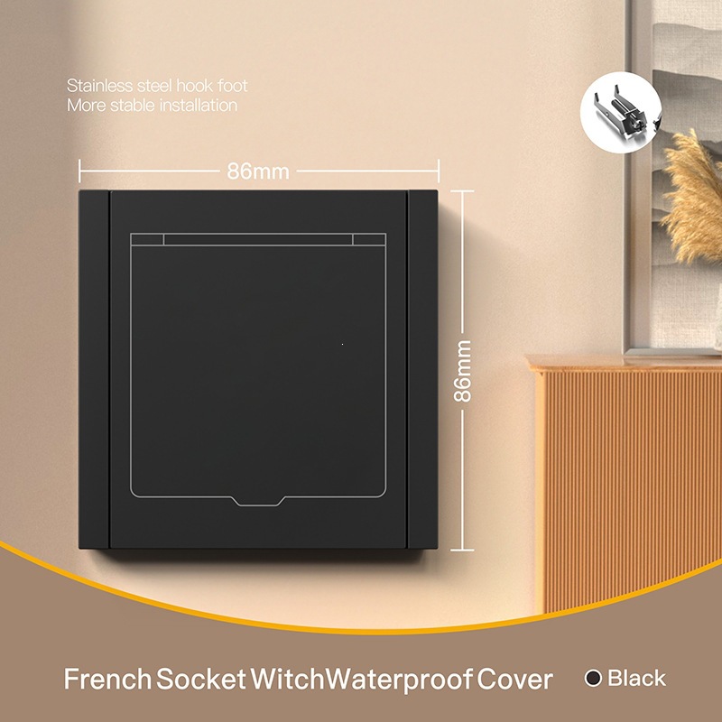 Interruptor de pared estándar europeo enchufe de pared negro alemán enchufe de agujero redondo CE interruptor Euro 16A 250V