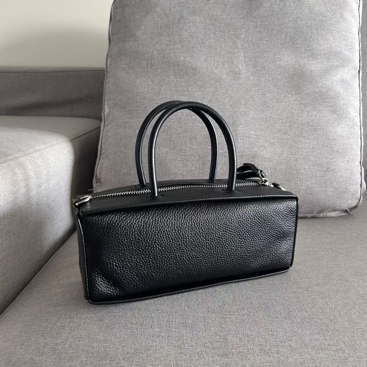 New Korean Style Top Grain Leather Mini Square Bag - Versatile Handbag & Crossbody Baguette - Thumbnail 3