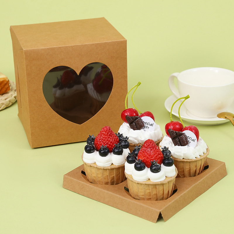 跨境透明爱心开口蛋糕马芬盒西点烘焙纸盒小甜品包装盒跨境热销