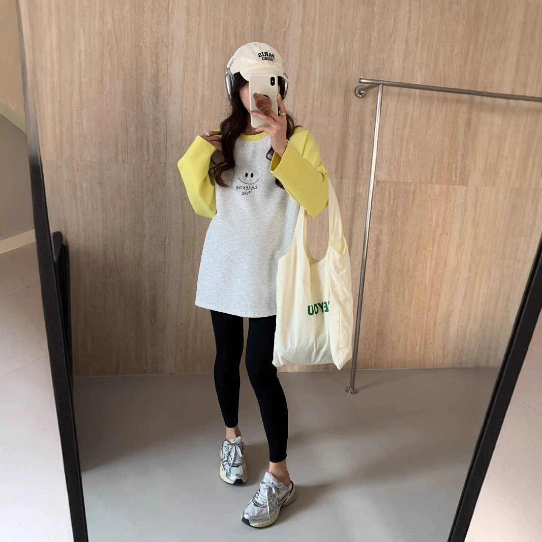 Японские и корейские повседневные платья для беременных весной новые рукава плеча минус большая версия футболка для беременных женщин свободная и удобная для беременных топ