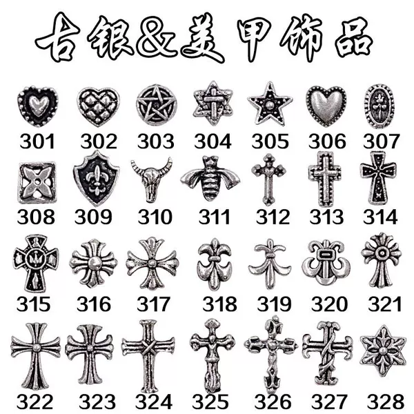 Nail accessories dark style crocheted heart online celebrity retro alloy jewelry New Cross nail accessories