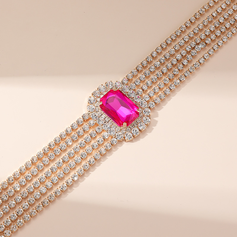 Heart Crystal Choker Necklace Multi-layer Statement Jewellery_voghion.com