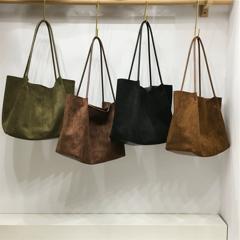 Korean Style Autumn and Winter Large-Capacity Retro Suede 2026 New Casual Commuting Single-Shoulder Tote Bag with Detachable Inner Bag Korean Style Autumn and Winter Large-Capacity Retro Suede 2026 New Casual Commuting Single-Shoulder Tote Bag with Detachable Inner Bag