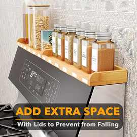 木质调味罐收纳盒竹制烤炉置物架厨房灶台香料收纳架家用调料架子
