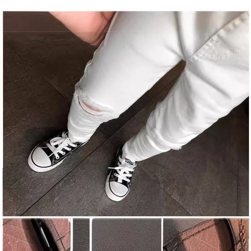 Boys' Pants 2024 Spring Hole Style Casual Ankle Tight Fit White Trendy Korean Version Medium and Large Children's Pants