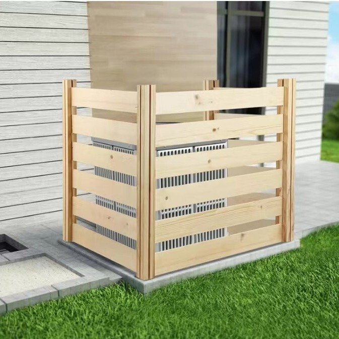 Wooden Air Conditioner Outdoor Unit Cover Outdoor Air Conditioner Privacy Barrier Outdoor Trash Can Fence Solid Wood Planting Rack Fence