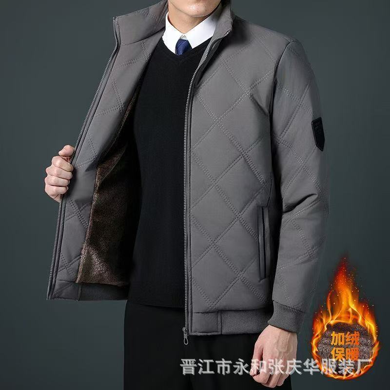 Chaqueta casual de algodón para hombre, modelo 2025, cuello alto, con forro polar y algodón grueso, fabricante de ropa, venta al por mayor, dropshipping