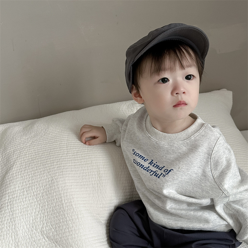 Ropa de primavera para bebés y niños pequeños, ropa infantil de estilo coreano, sudaderas de manga larga para bebés, camisetas con letras para bebés, ropa de primavera, jerseys para niños