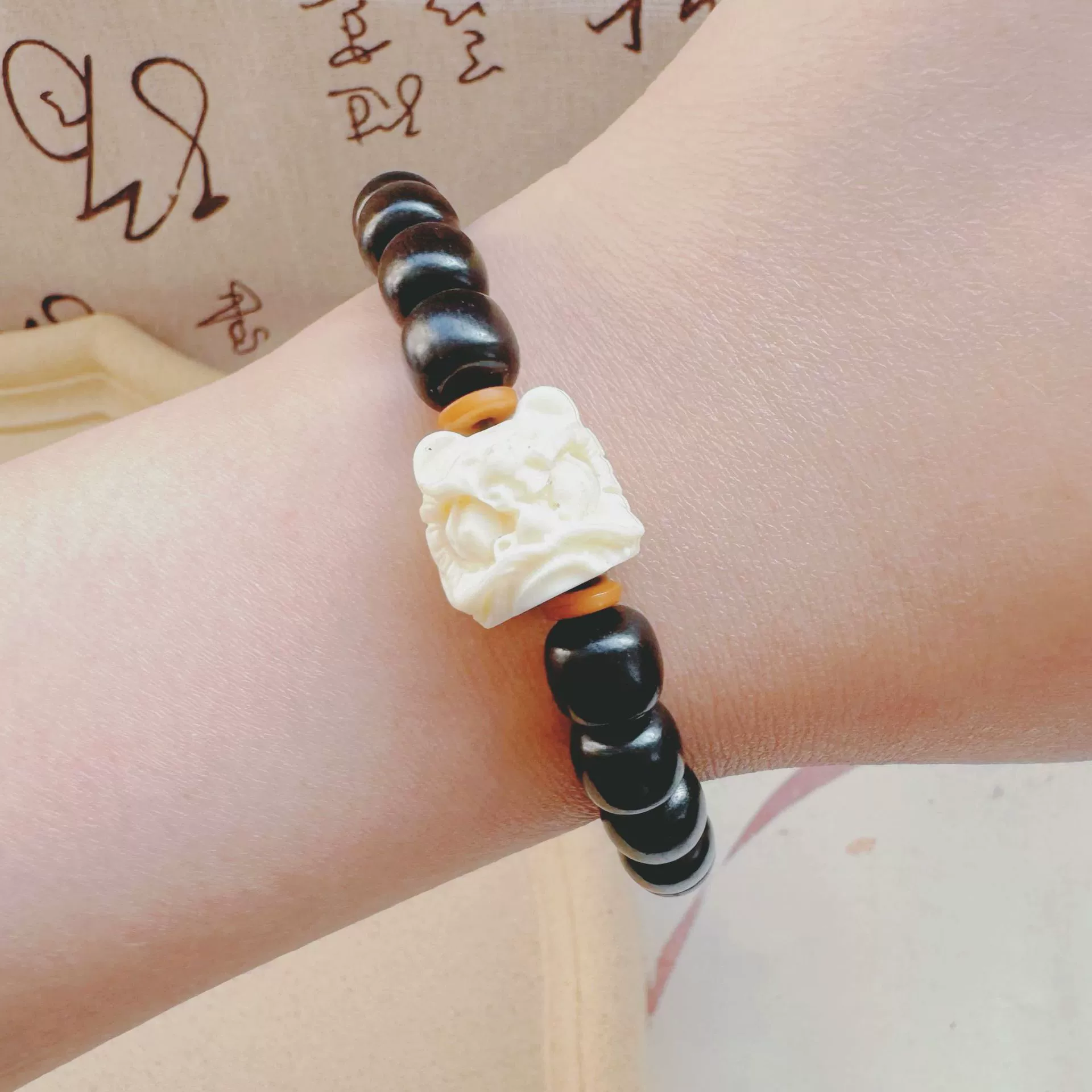 Organic bracelet sandalwood, rosary with round beads for men and women walnut, Chinese style