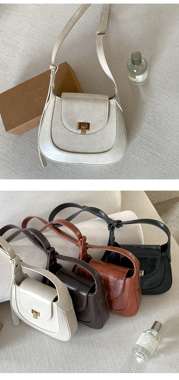 Version coréenne de la coque portable Meilad pour filles, housse à rabat avec boucle de niche, sac à bandoulière léger, sac à bandoulière en PU_voghion.com