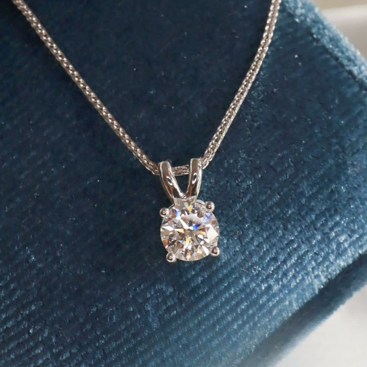 Выращивание бриллиантов HPHT мода классическая 18K минималистская четырехкоготная круглая бриллиантовая цепочка ключица подвеска женщина искусственный бриллиант