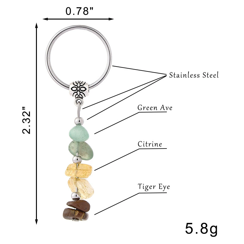 Chain for keys, keychain stainless steel, Amazon, moonstone