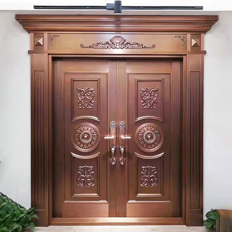 Strength manufacturers copper door villa door double door pure copper security door home door private custom Strength manufacturers copper door villa door double door pure copper security door home door private custom