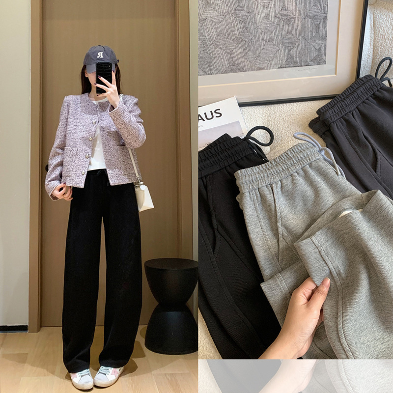 闪专属！修腿黄金分割微弧廓形剪裁卫裤早秋宽松休闲裤603005|undefined