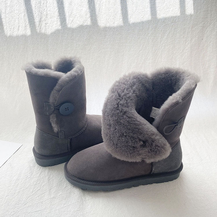 Women's Snow Boots With Sheep Fur Lining And Thick Wool Warmth_voghion.com