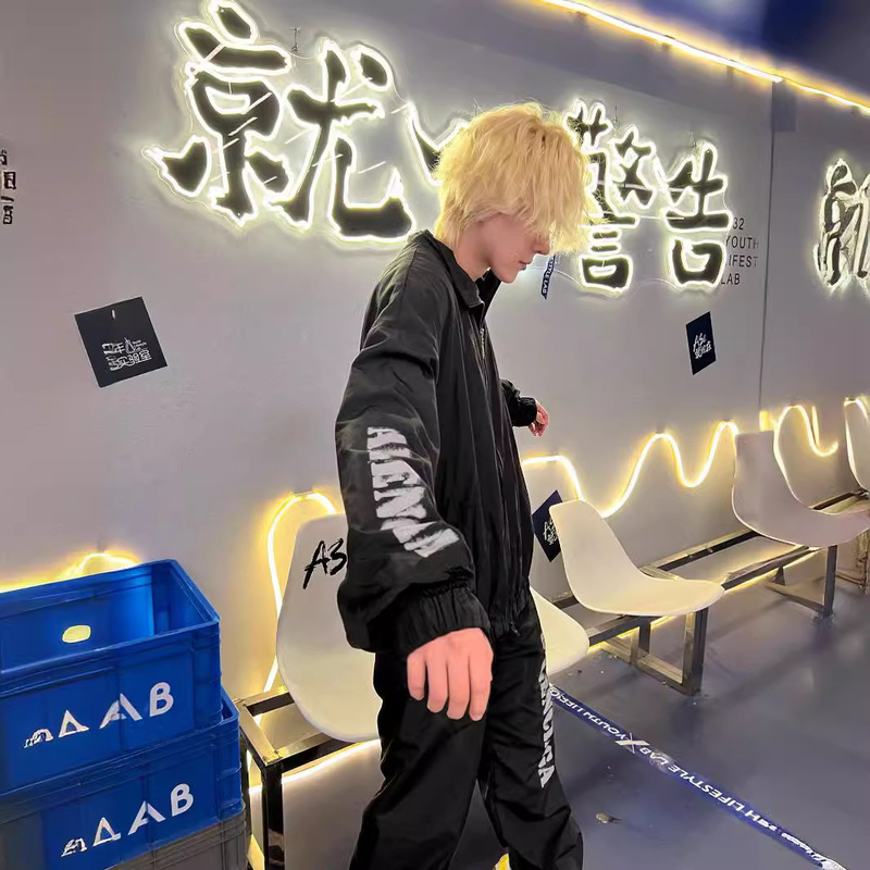 24SS high Version B spring and summer new men's and women's same style couple's fashion fuzzy LOGO printed trench coat jacket