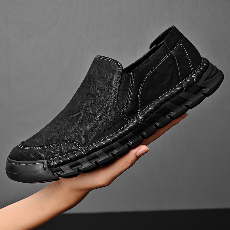 2024 cuatro estaciones hombre casual diario 46 zapatos de cuero de tamaño grande hechos a mano de cuero suave de mediana edad zapatos de papá