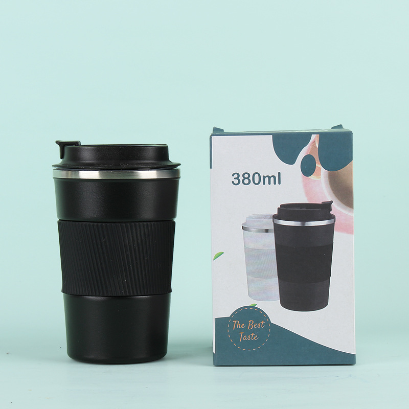 Nueva taza de vacío de acero inoxidable taza de agua de negocios taza de café de tres generaciones taza de coche con tapa de silicona taza portátil