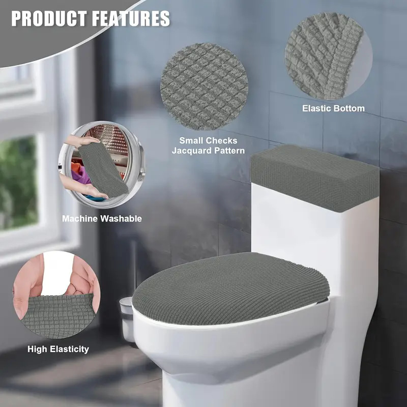 Verdickte Toilettensitzbezug aus Maisseide mit Jacquardmuster, Wassertankabdeckung, Hotel- und Hausbedarf, universelle elastische Toilettendeckelbezug