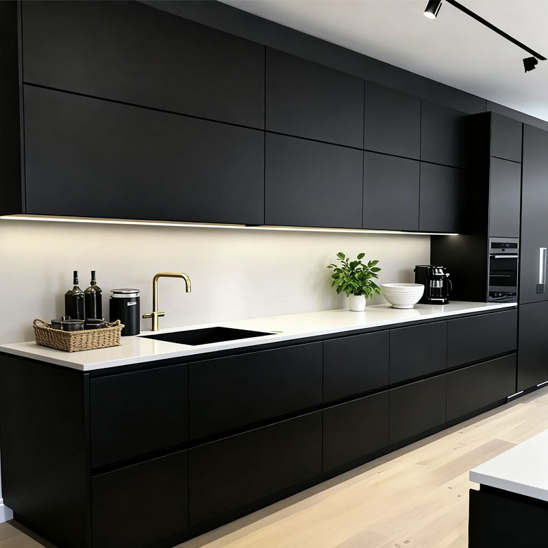 Australian European Style Modern Simple Black Handle-Free Closet Cabinet Export Foreign Trade Engineering Cabinet Wholesale Factory