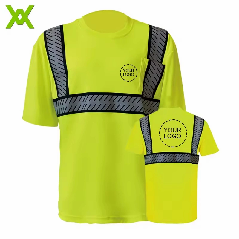 Yongkang Wanxiao Прямые продажи Светоотражающая футболка Ткань с птичьим глазом Дышащая Светоотражающая защитная Рабочая одежда с коротким рукавом Строительная площадка с длинным рукавом