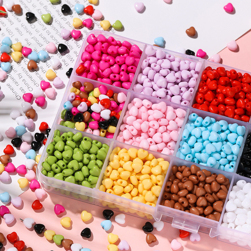 100 Acrylic Colorful Heart Beads Solid Color Peach Heart Heart Perforated Beads DIY Loose Beads Beaded Jewelry Accessories