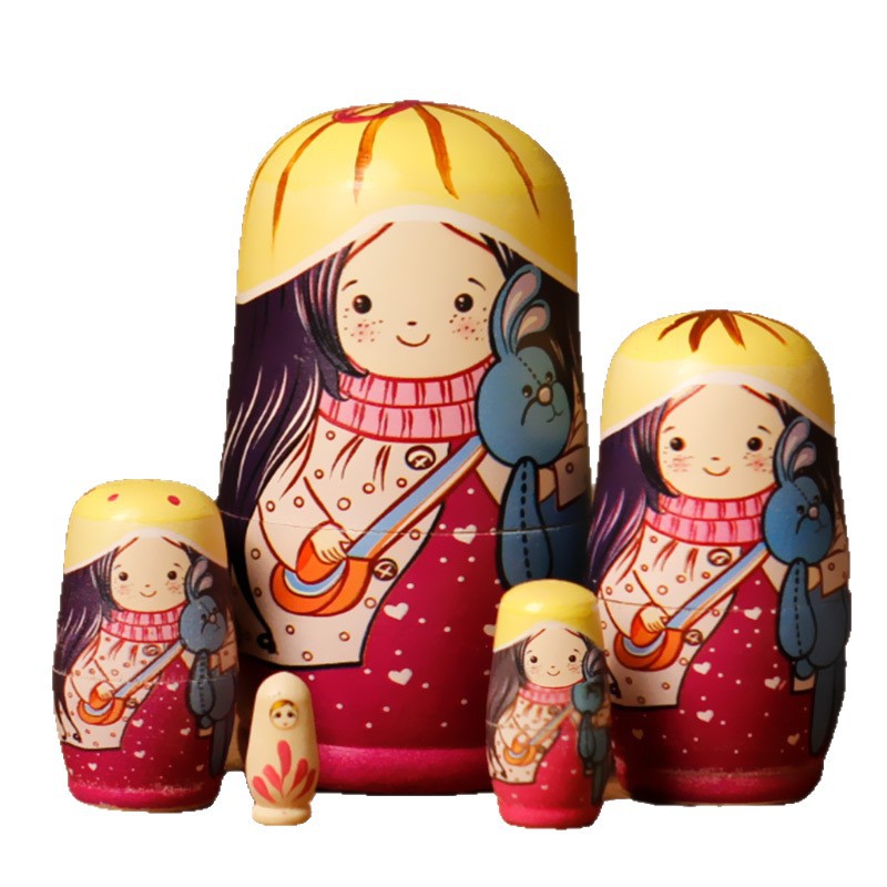 Russian Matryoshka Doll 5-Layer Creative Birthday Gift Travel Souvenir Night Market Wooden Small Ornament