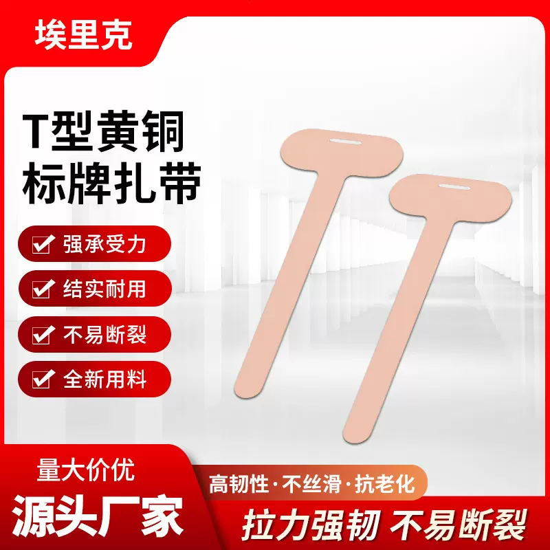 厂家批发T型黄铜标牌扎带201船用金属交通吊牌扎带带牌束线带