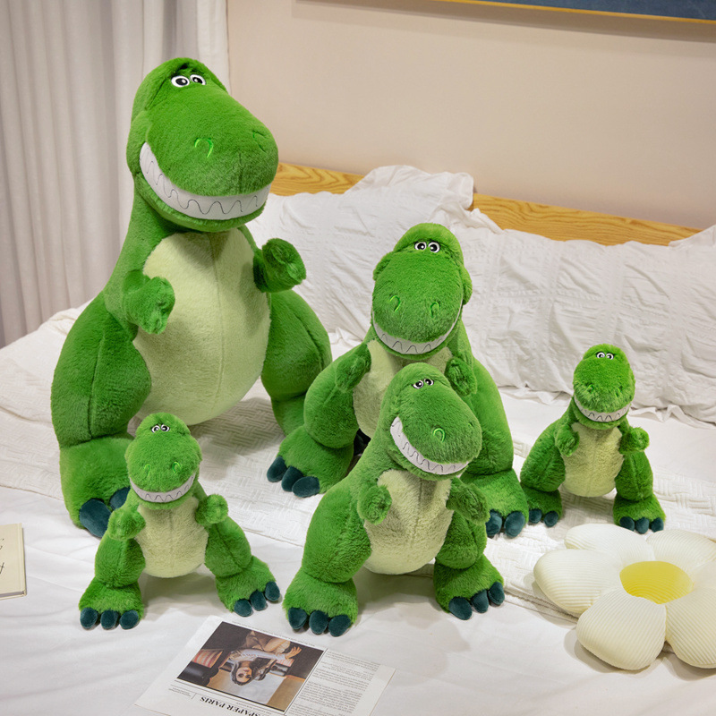 Bonita muñeca de peluche de gran tamaño, muñeca de dinosaurio verde de ojos grandes, muñeca de tela de dragón de explosión, regalo de cumpleaños