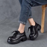 以一 Весной и осенью новые стильные однослойные туфли из воловьей кожи на шнуровке в стиле ретро, ​​легкие британские универсальные большие кожаные туфли на мягкой подошве с толстой подошвой