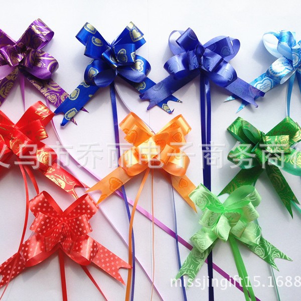 12mm tamaño pequeño arco tirar flor boda cinta boda coche regalo de boda caja de regalo embalaje decoración mano tirar Flor al por mayor