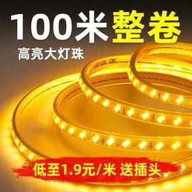 灯带高亮变光家用客厅吊顶户外跑马光带220Vled灯条100米套装-led