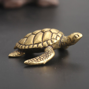 Pure Copper Small Turtle Ornaments Solid Copper Turtle Golden Turtle Big Turtle Small Ornaments Tea Pet Copperware Handle Shengguang