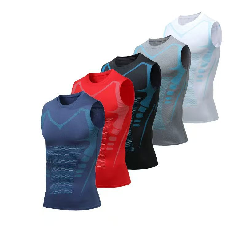 Men's Quick-Drying Sleeveless Vest for Fitness, Running, Training, Tight-Fitting, Elastic, Breathable Sports Vest, Summer Sweat-Absorbent Base Layer
