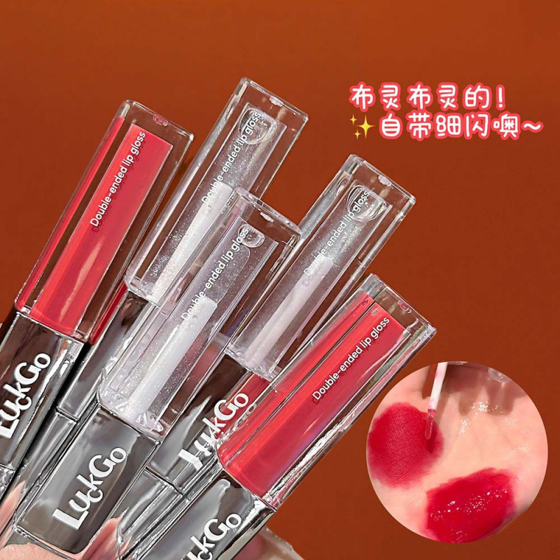LUCKGO veludo esmalte labial de doble efecto espejo de agua brillante niebla matte maquillaje de doble cabeza esmalte labial de doble cabeza esmalte labial