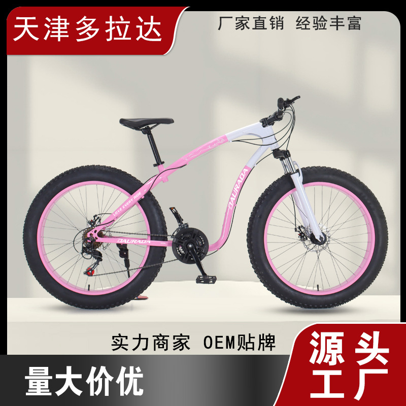 26-Inch 4.0 Beach Bike with Variable Speed, Off-Road Mountain Bike with Hydraulic Shock Absorption and Dual Disc Brakes