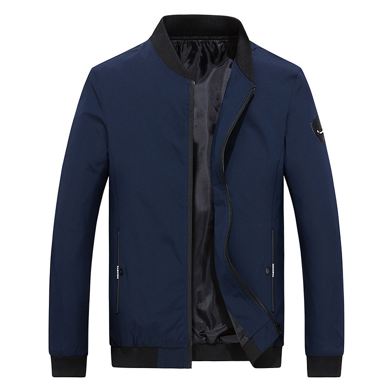 2022 New Men's Spring and Autumn Thin Baseball Collar Solid Color Short Jacket Middle-aged Casual Jacket