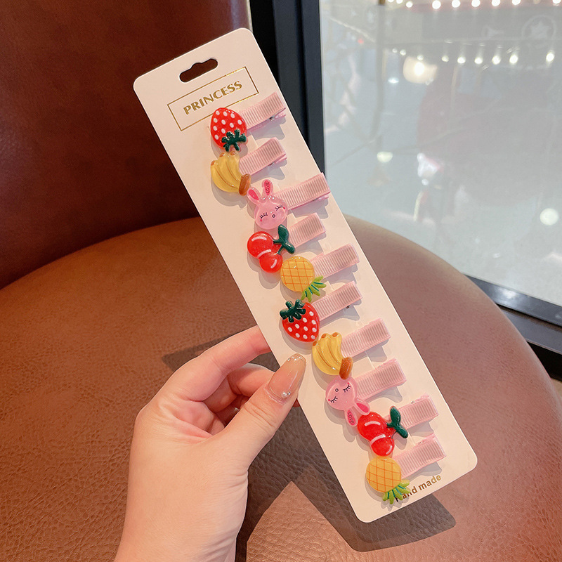 Borde de los niños de dibujos animados cubierto tela pequeña horquilla Linda niña horquilla lado flequillos clip accesorios para el cabello tocado al por mayor