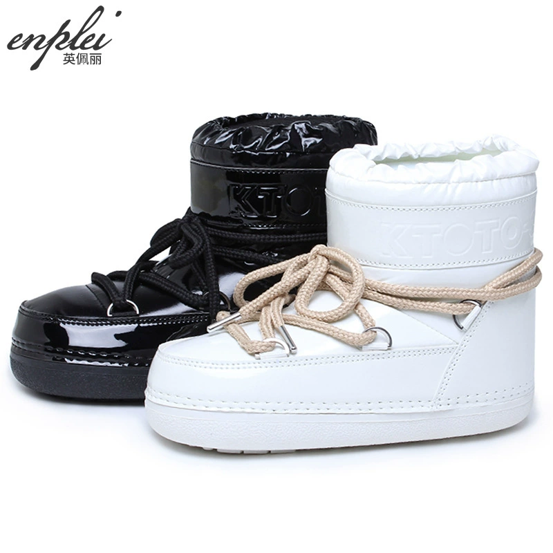 Теплые снежные сапоги женские 2024 новые зимние женские лунные сапоги тонкая подошва