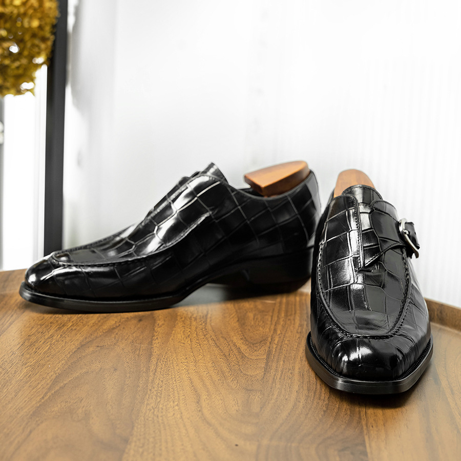 Ανδρικά παπούτσια από δέρμα αγελάδας, νέα δερμάτινα παπούτσια με αγκράφα, ανδρικά χαμηλά παπούτσια_voghion.com