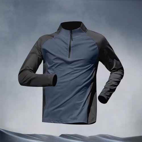 Zippered training suit for men, long-sleeved quick-dry top and bottom cycling, sports, track and field, T-shirt set, running and fitness clothing