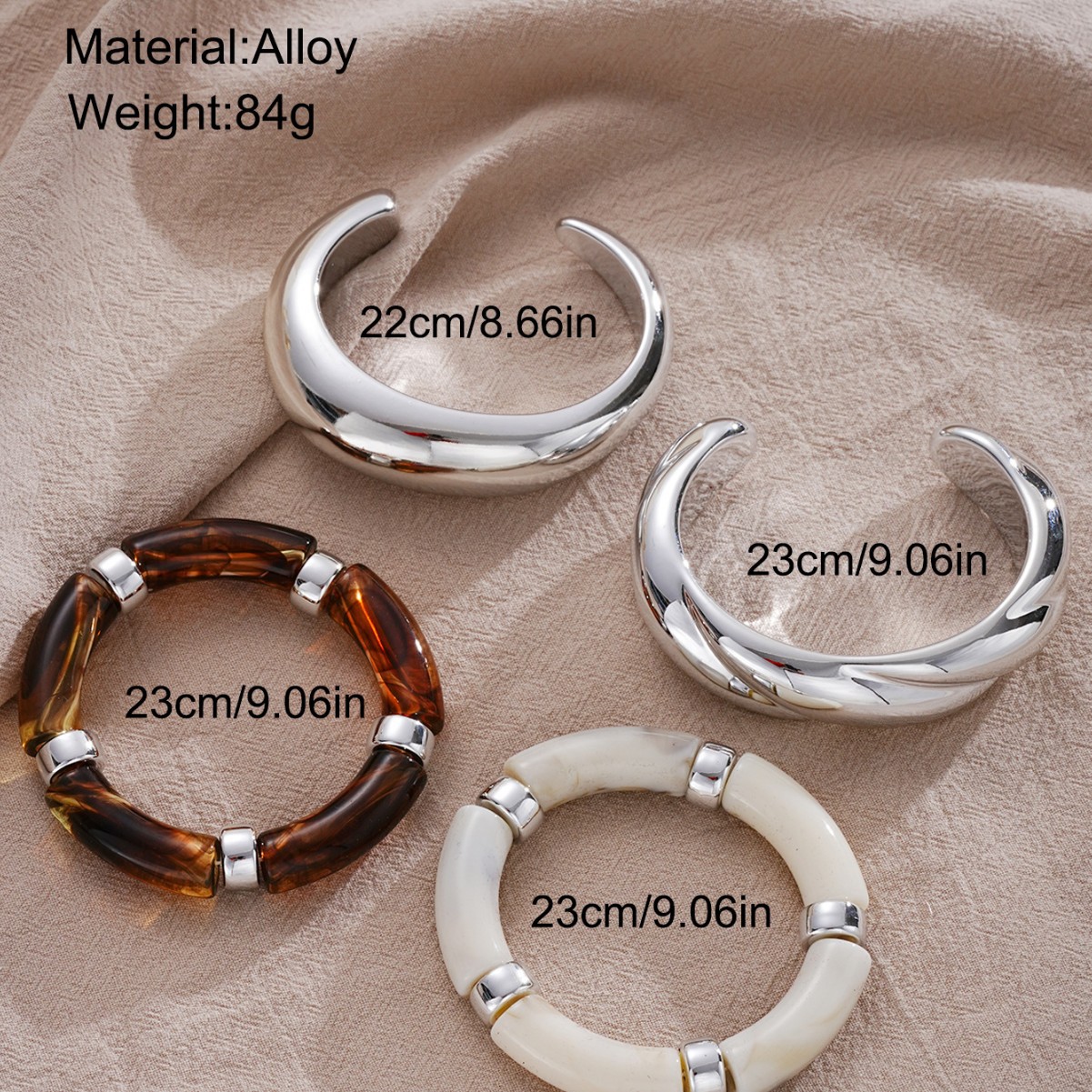 Europa y América de moda transfronteriza espejo exagerado amplio borde abierto pulsera simple pulsera de textura metálica de lujo ligera