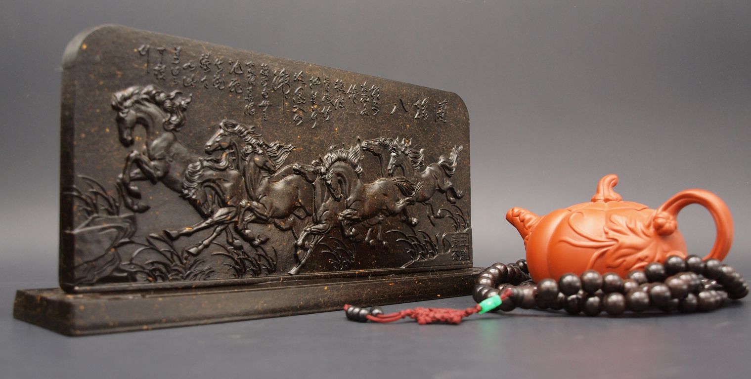 中秋节礼品茶定制 八骏图900克办公桌客厅茶雕摆件年会礼品定制