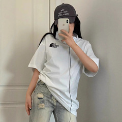 正确版NT北脸家240克纯棉短袖t恤男女同款情侣潮流印花宽尚百搭