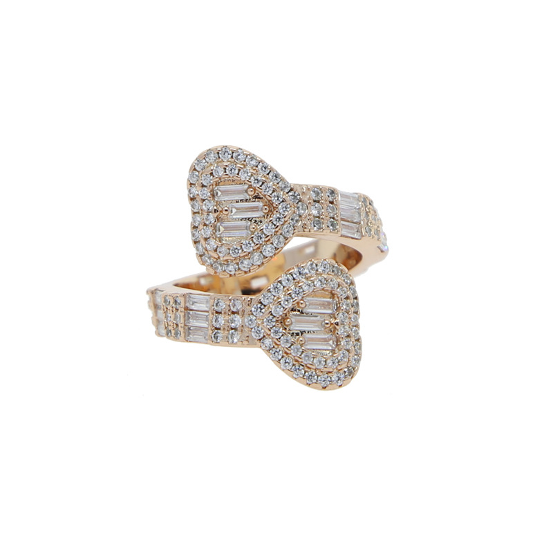 Rings Classification Hip-hop Heart Shape Copper Inlay Zircon Rings