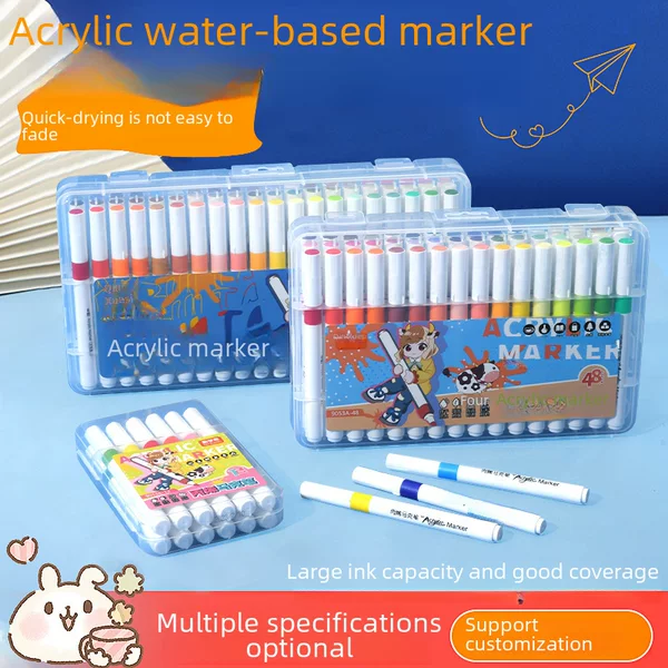 Genuine Acrylic Markers That Can Be Layered and Do Not Bleed through Paper, Suitable for Students and Kindergarten Children, Washable Colored Pens